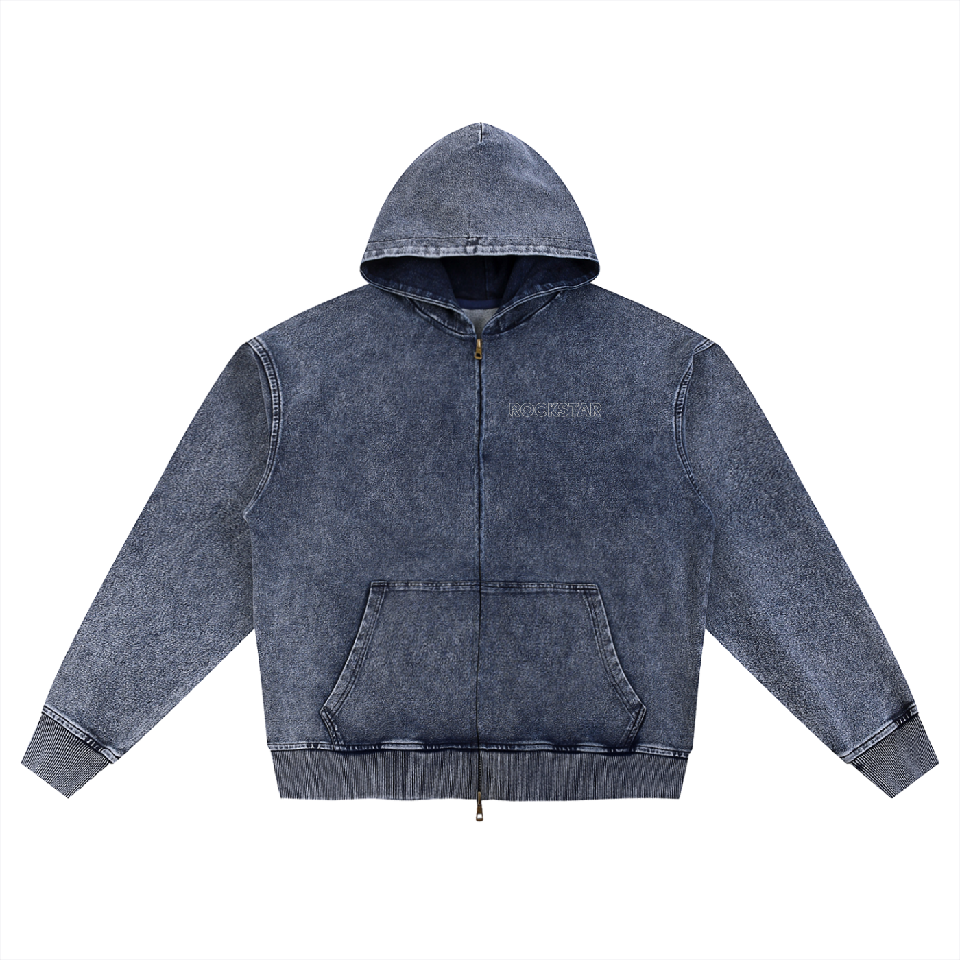 Snow Wash Oversized Zip-Up Hoodie