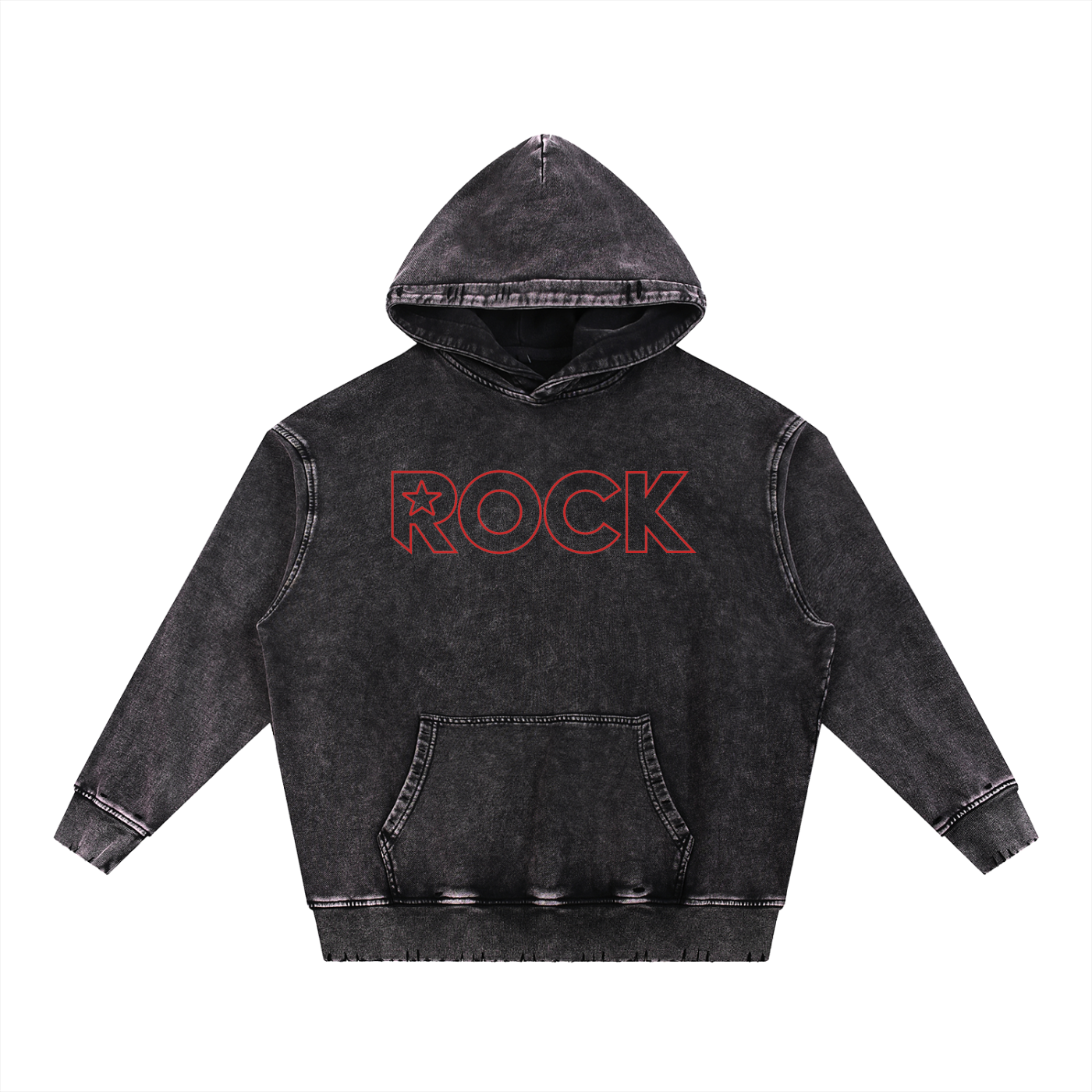Snow Wash Hand-Frayed Heavyweight  Hoodie