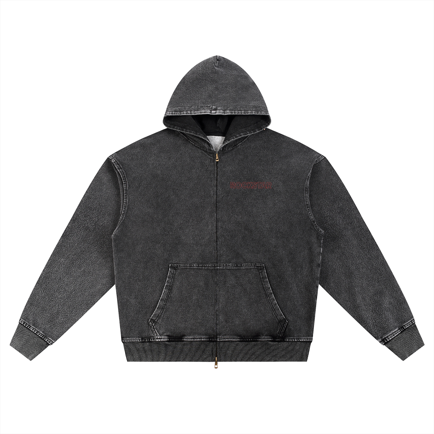 Snow Wash Oversized Zip-Up Hoodie