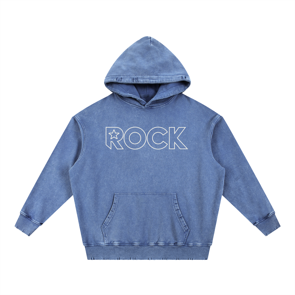 Snow Wash Hand-Frayed Heavyweight  Hoodie