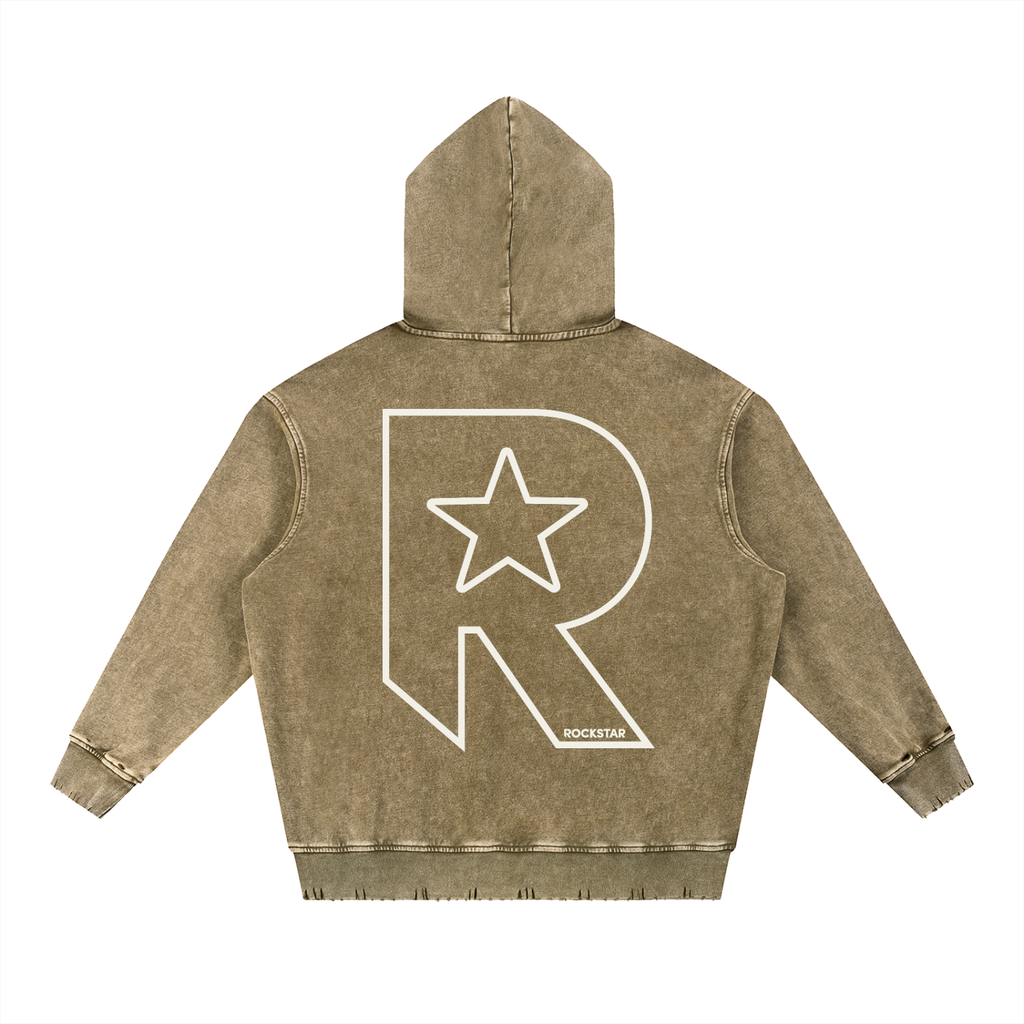 Snow Wash Hand-Frayed Heavyweight  Hoodie