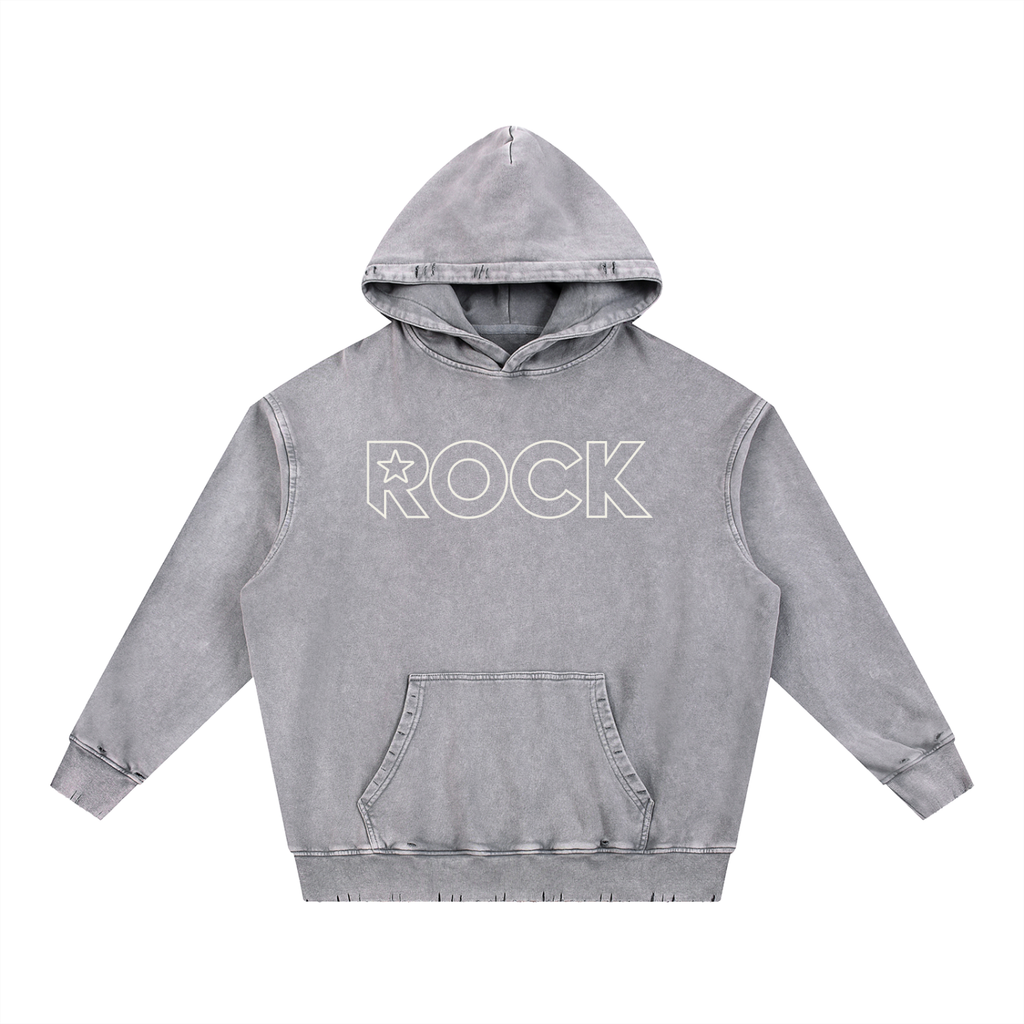 Snow Wash Hand-Frayed Heavyweight  Hoodie