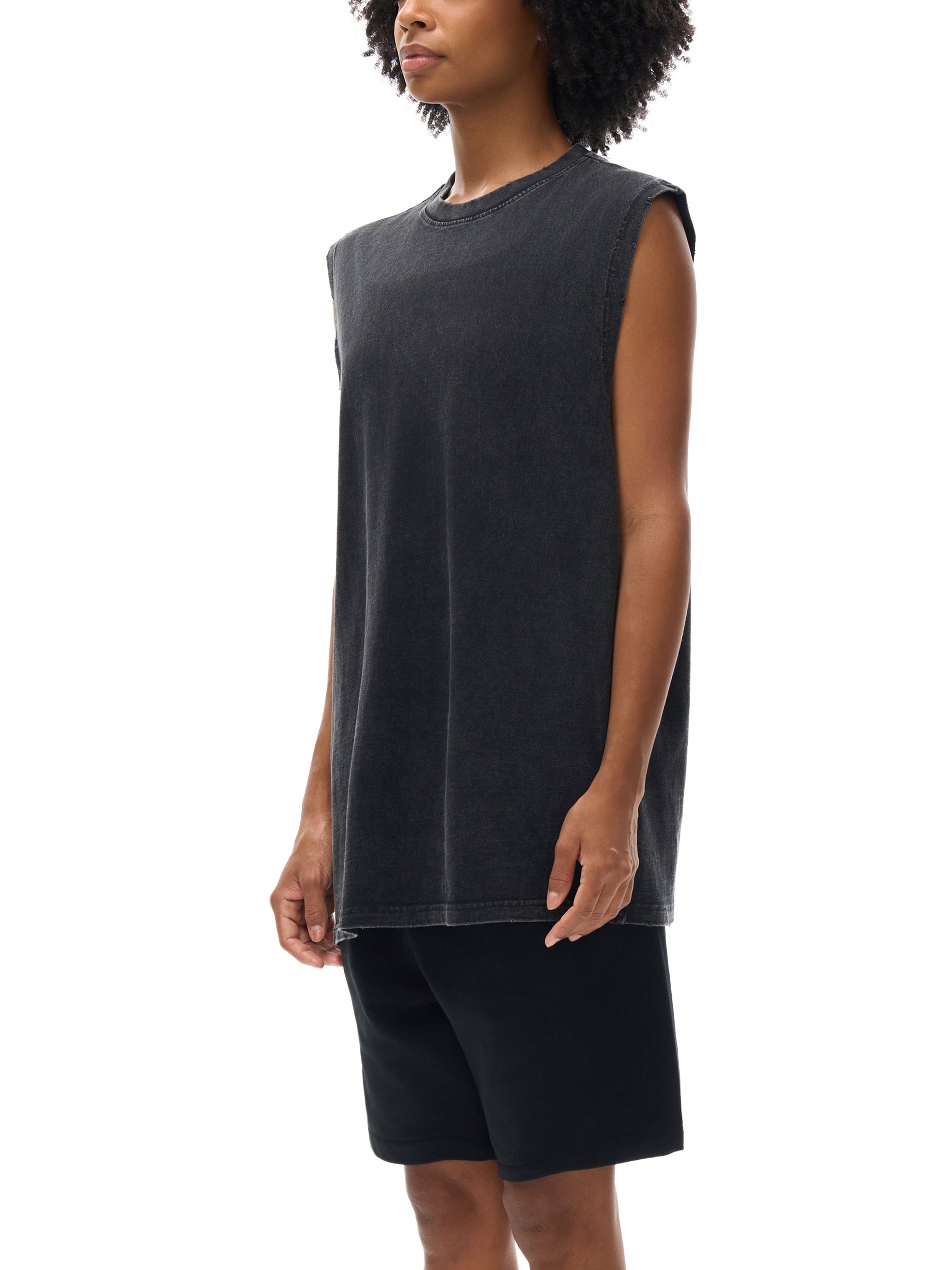 Snow Washed Frayed Hem Tank Top