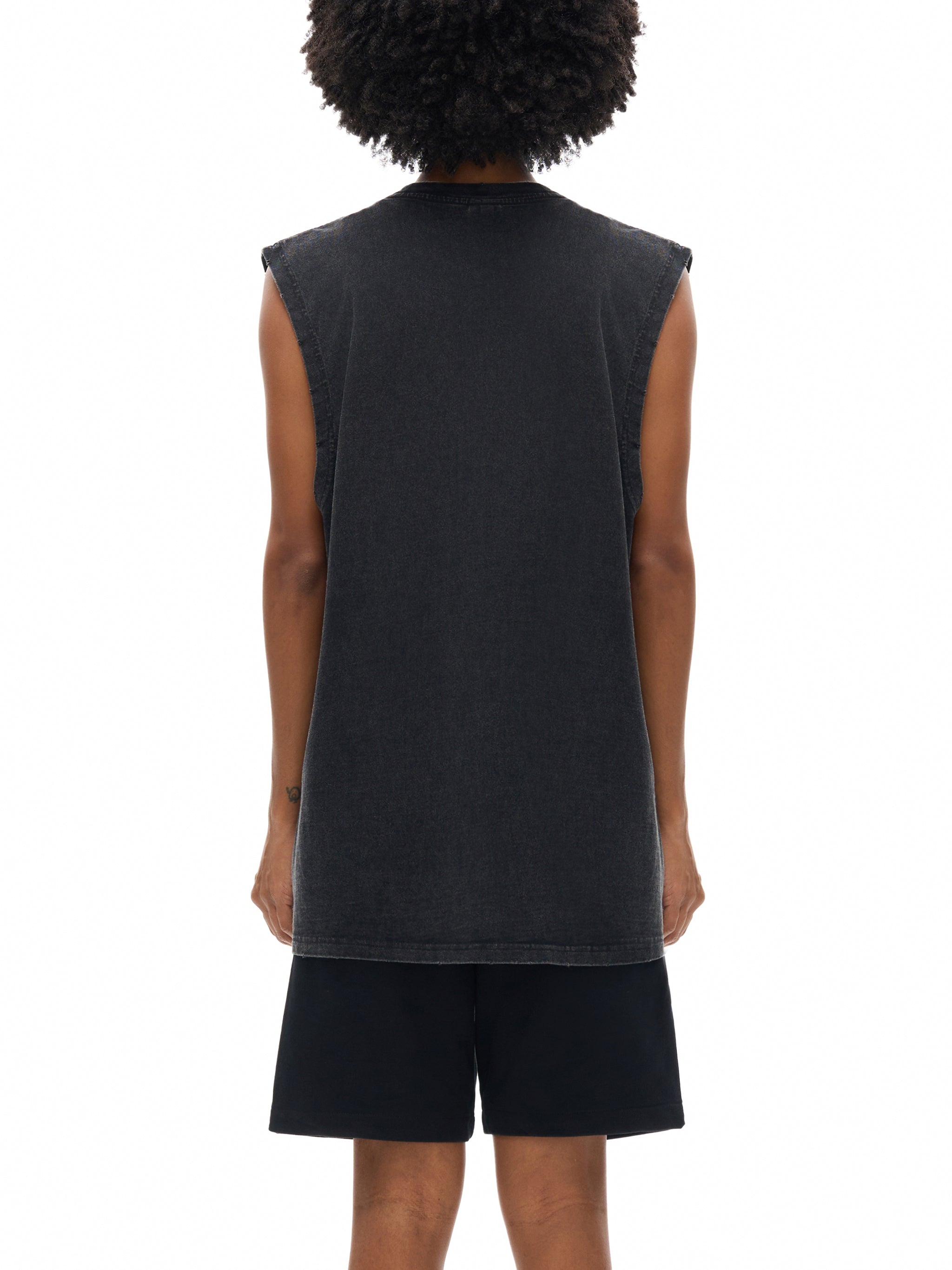 Snow Washed Frayed Hem Tank Top