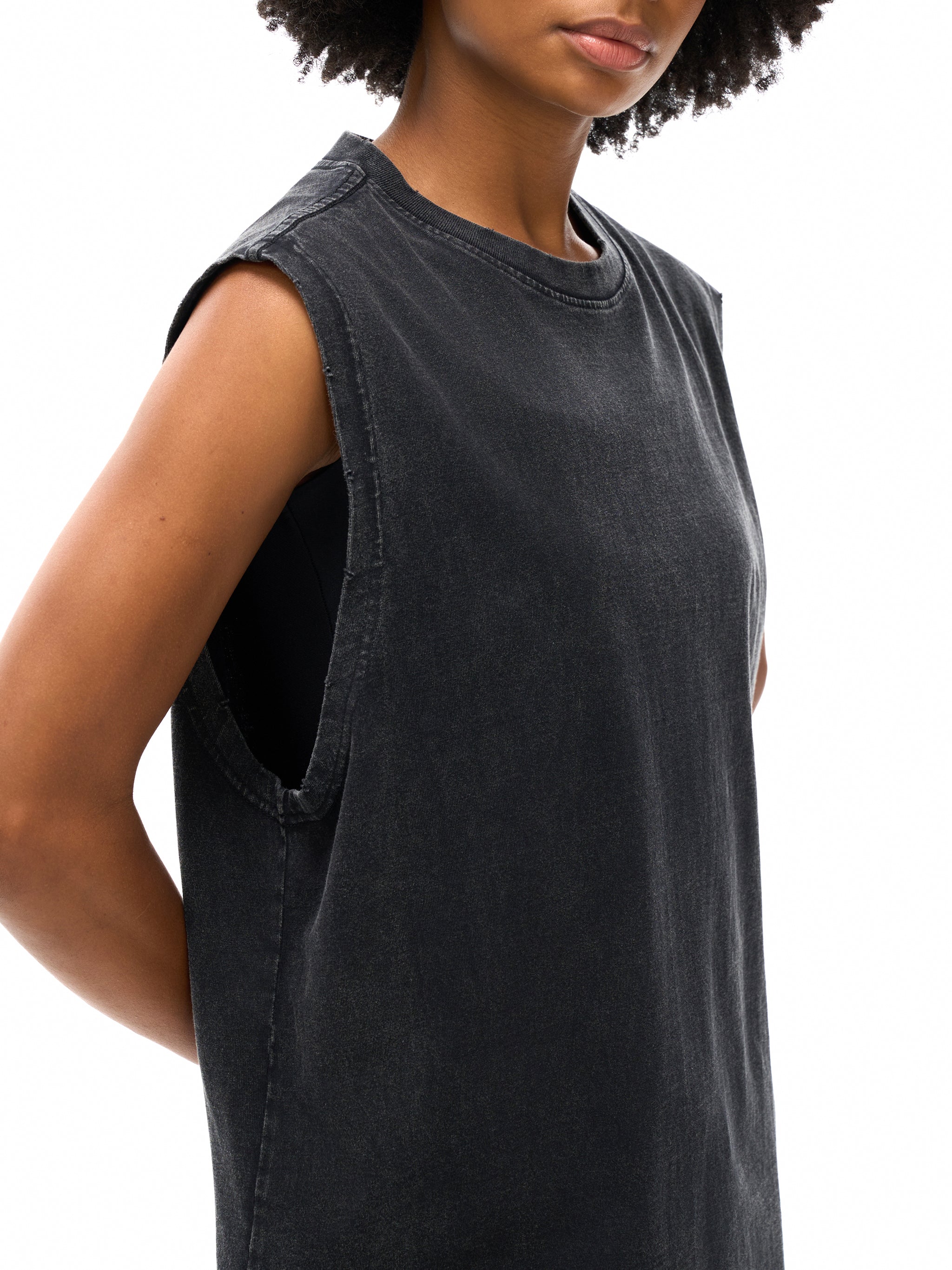 Snow Washed Frayed Hem Tank Top
